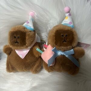 Capybara Brown Plush Keychains set of 2